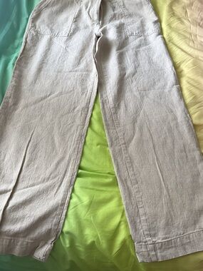 Talbots Petite Light Beige Casual Pants with Button Front